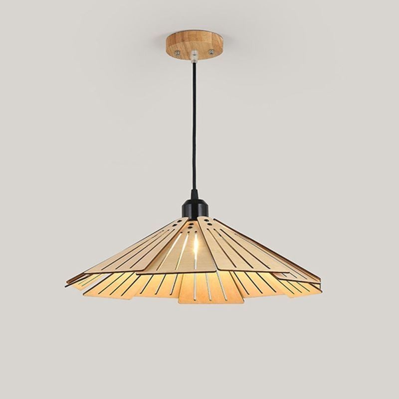 Pendente criativo retrô luz de teto de madeira