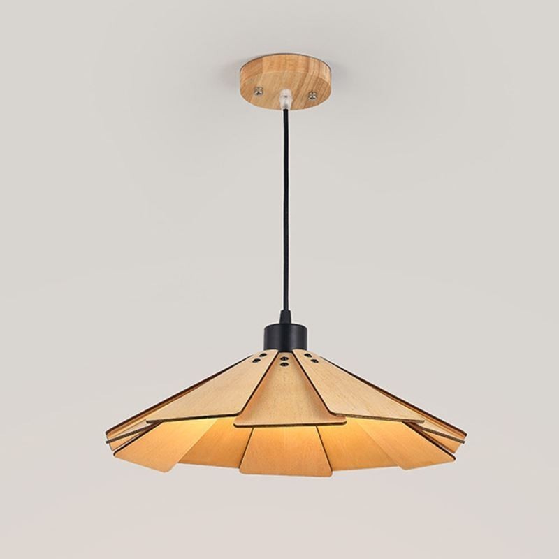 Pendente criativo retrô luz de teto de madeira