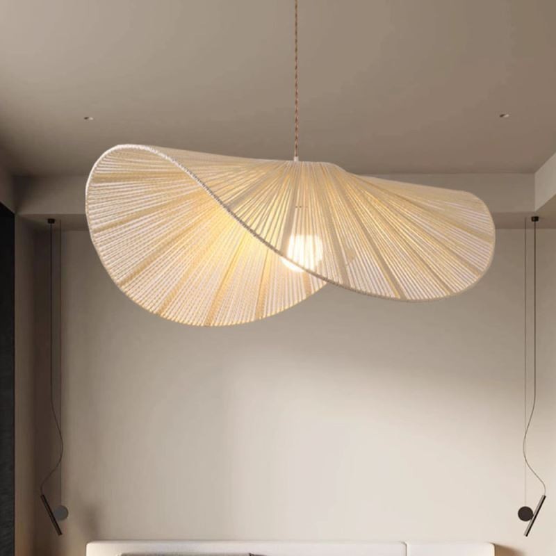 Retro Pendant Light Criativo Wabi Sabi Chapéu de Palha Corda de Cânhamo Luz de Teto