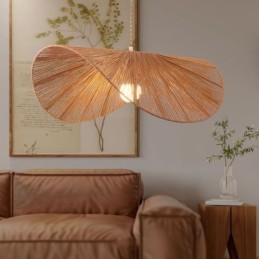 Retro Pendant Light Criativo Wabi Sabi Chapéu de Palha Corda de Cânhamo Luz de Teto