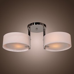 Lustre moderno contemporâneo de metal cromado com montagem embutida