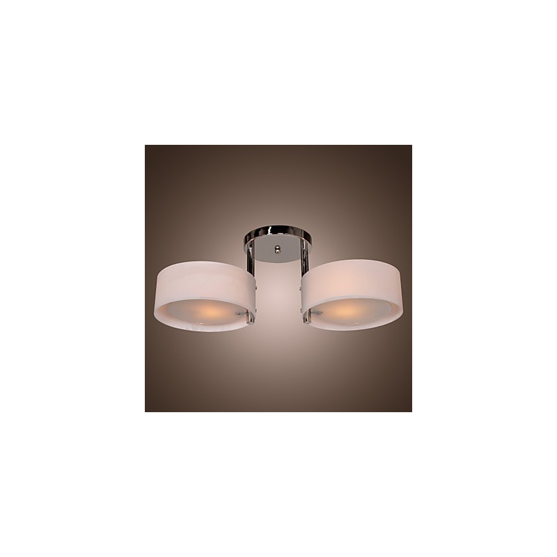 Lustre moderno contemporâneo de metal cromado com montagem embutida