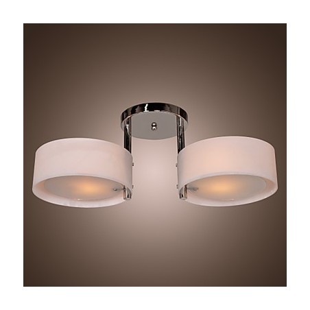 Lustre moderno contemporâneo de metal cromado com montagem embutida Lustre moderno contemporâneo de metal cromado com montagem embutida