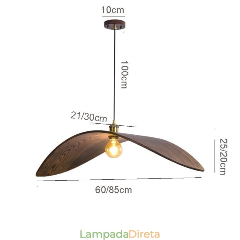 Luminária pendente de madeira maciça Luminária de teto retrô criativa