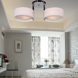 Lustre moderno contemporâneo de metal cromado com montagem embutida