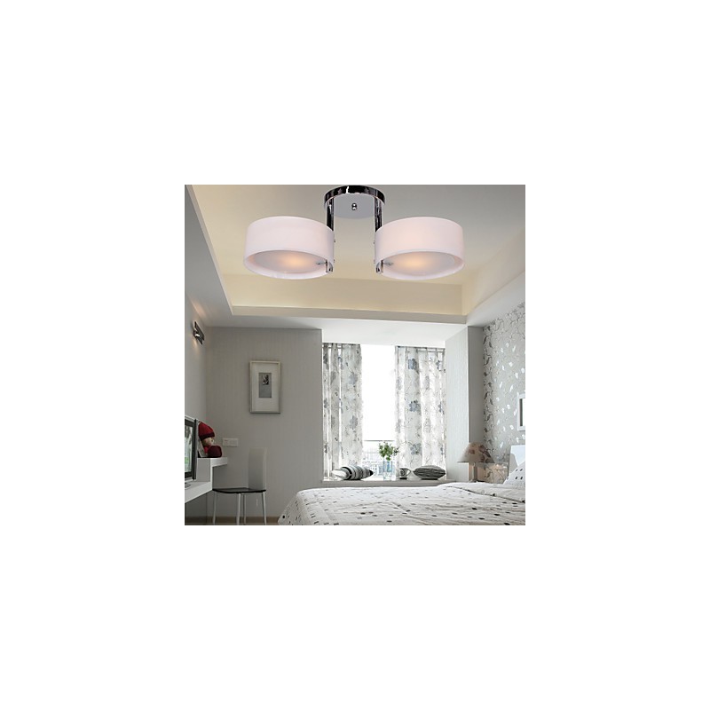 Lustre moderno contemporâneo de metal cromado com montagem embutida
