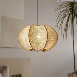 Luminária pendente nórdica estilo retrô Wabi Sabi feita à mão em madeira maciça