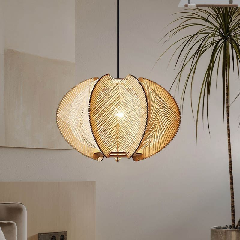 Luminária pendente nórdica estilo retrô Wabi Sabi feita à mão em madeira maciça