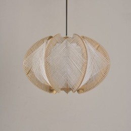 Luminária pendente nórdica estilo retrô Wabi Sabi feita à mão em madeira maciça