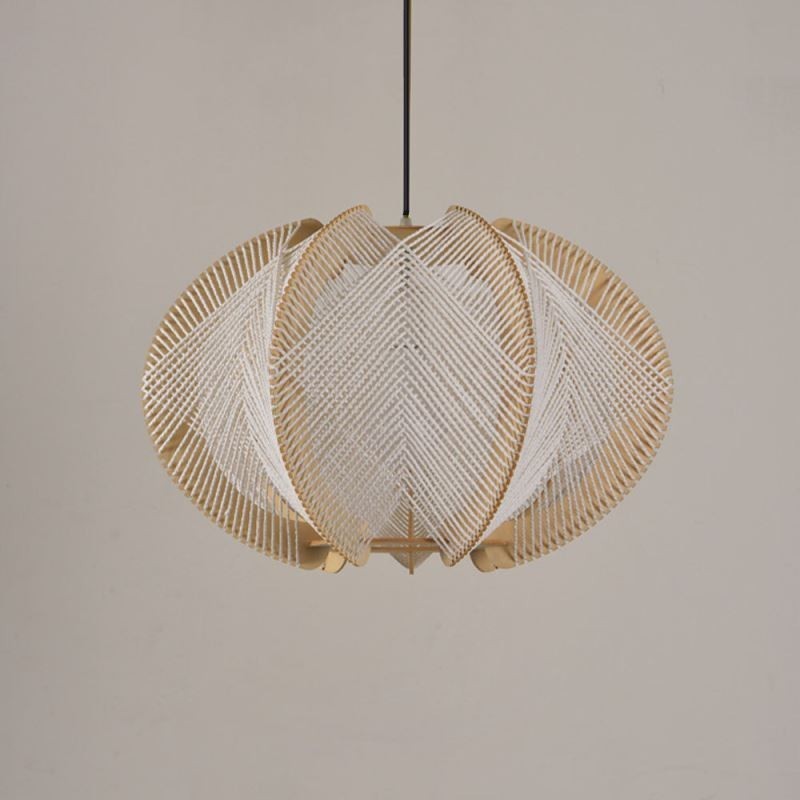 Luminária pendente nórdica estilo retrô Wabi Sabi feita à mão em madeira maciça