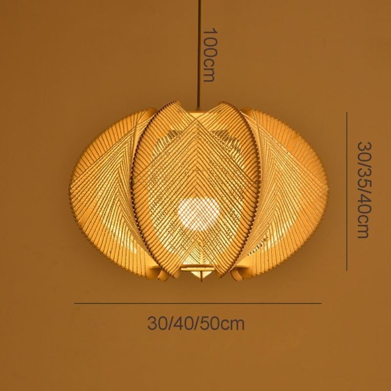 Luminária pendente nórdica estilo retrô Wabi Sabi feita à mão em madeira maciça
