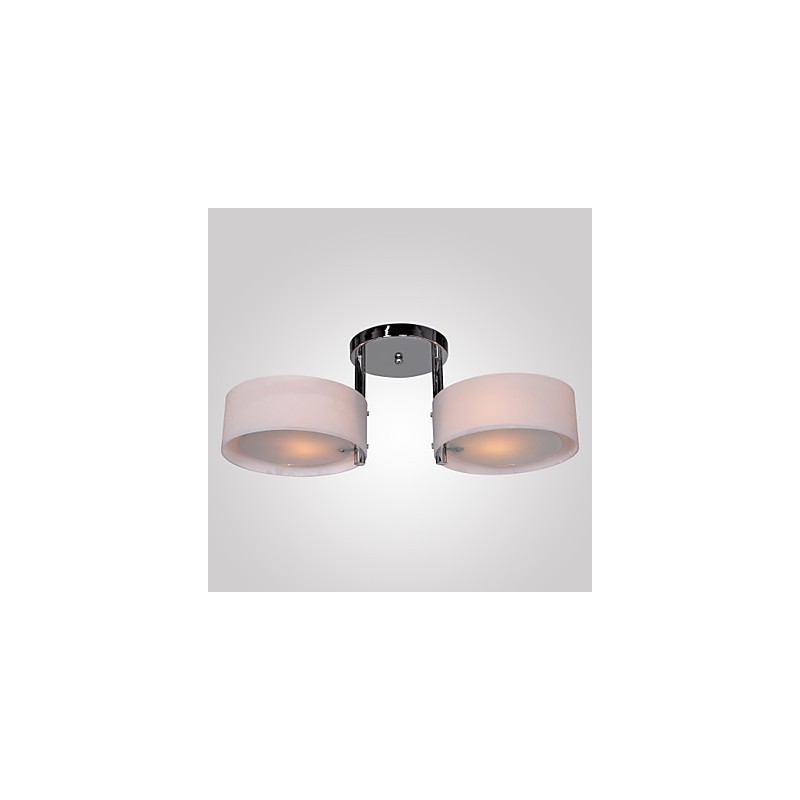 Lustre moderno contemporâneo de metal cromado com montagem embutida
