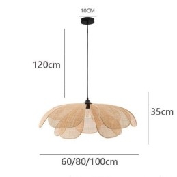 Luminária pendente de pétala de vime estilo wabi sabi, luminária de teto de vime trançada à mão
