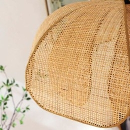 Luminária pendente de pétala de vime estilo wabi sabi, luminária de teto de vime trançada à mão