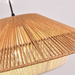 Luminária pendente de corda de cânhamo, luminária de teto tecida à mão