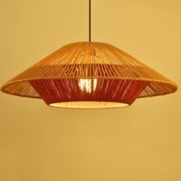 Luminária pendente de corda de cânhamo, luminária de teto tecida à mão