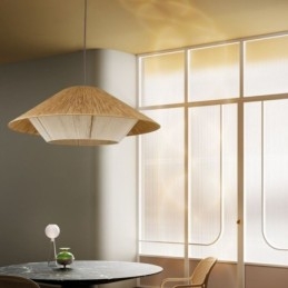 Luminária pendente de corda de cânhamo, luminária de teto tecida à mão