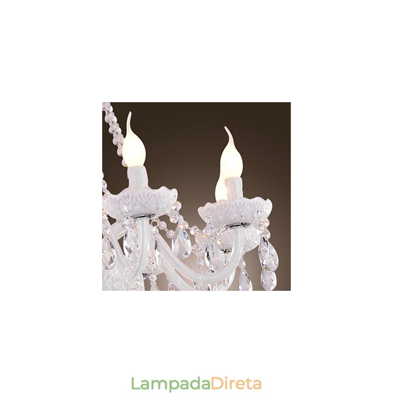 Lustre Cristal Branco Modern Living 8 Luzes
