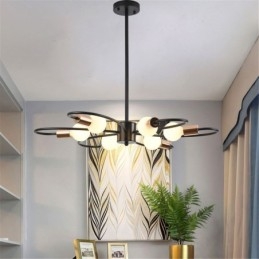 Lustre Rústico 6 Luzes Pétalas Clássicas Luz Pendente de Teto
