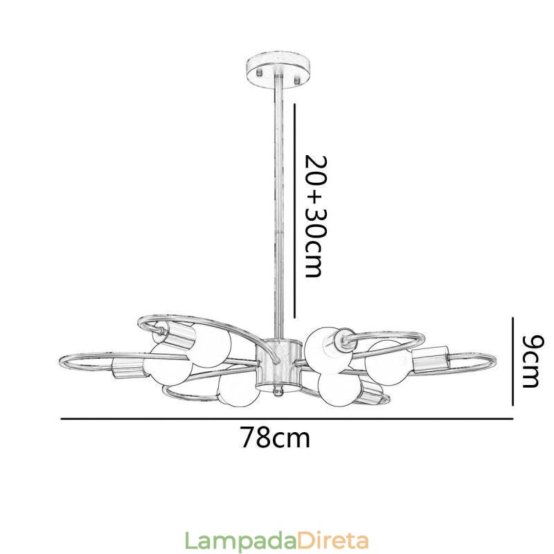 Lustre Rústico 6 Luzes Pétalas Clássicas Luz Pendente de Teto