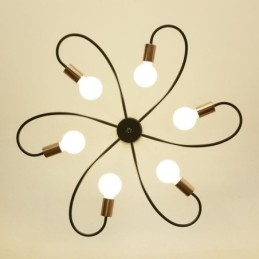 Lustre Rústico 6 Luzes Pétalas Clássicas Luz Pendente de Teto