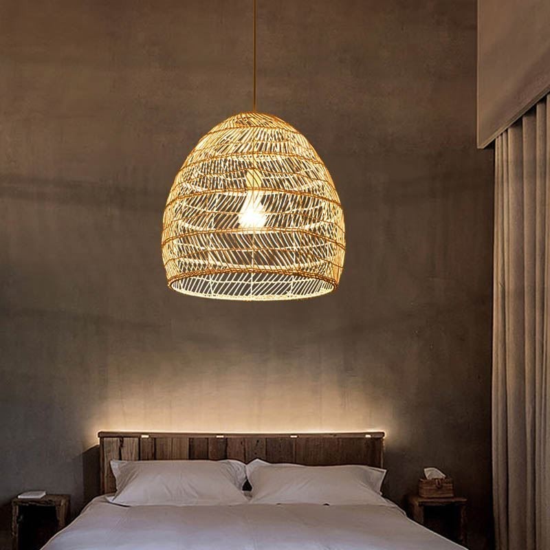 Luz pendente tecida à mão Luz suspensa de vime Fazenda