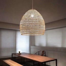Luz pendente tecida à mão Luz suspensa de vime Fazenda