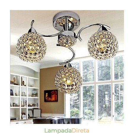 Luminária pendente moderna contemporânea de cristal galvanizado com metal e montagem embutida Luminária pendente moderna contemporânea de cristal galvanizado com metal e montagem embutida
