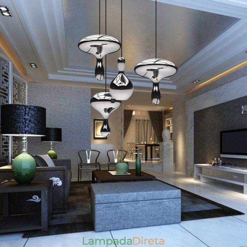 Luminária pendente criativa moderna, simples, de vidro galvanizado, pequena, de teto