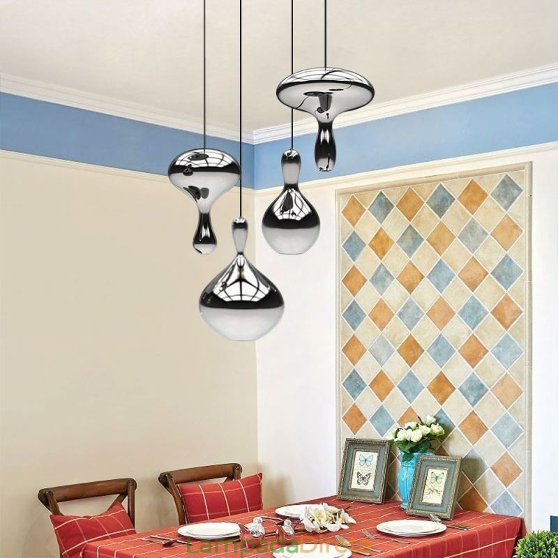 Luminária pendente criativa moderna, simples, de vidro galvanizado, pequena, de teto