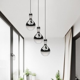 Luminária pendente criativa moderna, simples, de vidro galvanizado, pequena, de teto