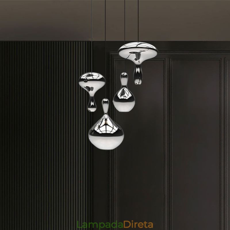 Luminária pendente criativa moderna, simples, de vidro galvanizado, pequena, de teto