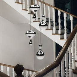 Luminária pendente criativa moderna, simples, de vidro galvanizado, pequena, de teto