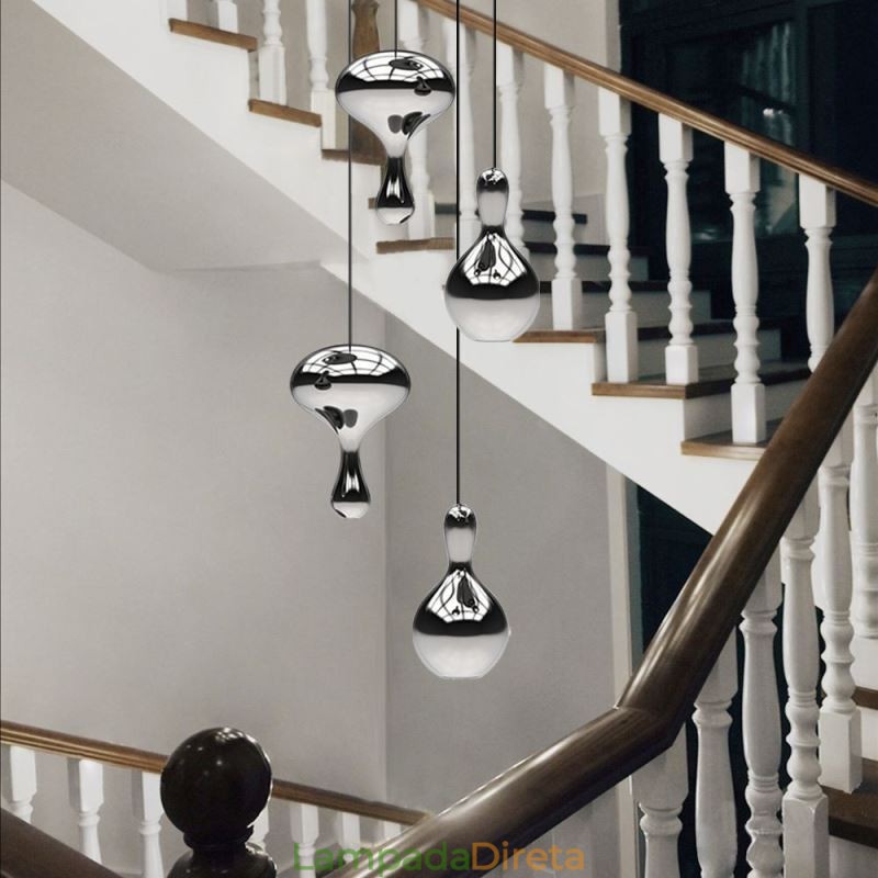 Luminária pendente criativa moderna, simples, de vidro galvanizado, pequena, de teto