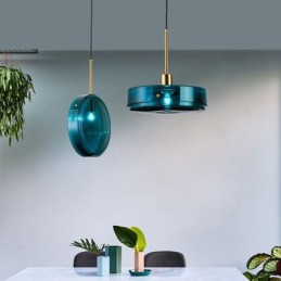 Luminária pendente de vidro redonda para bolo, moderna, minimalista, de ferro forjado, para teto