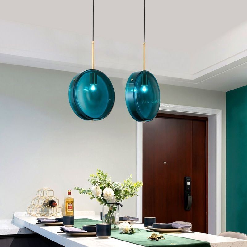 Luminária pendente de vidro redonda para bolo, moderna, minimalista, de ferro forjado, para teto