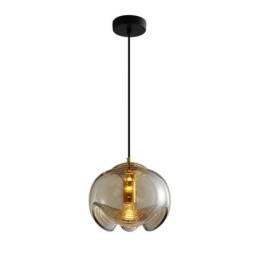 Luminária pendente de vidro Stamen Luminária de teto de ferro forjado minimalista moderna