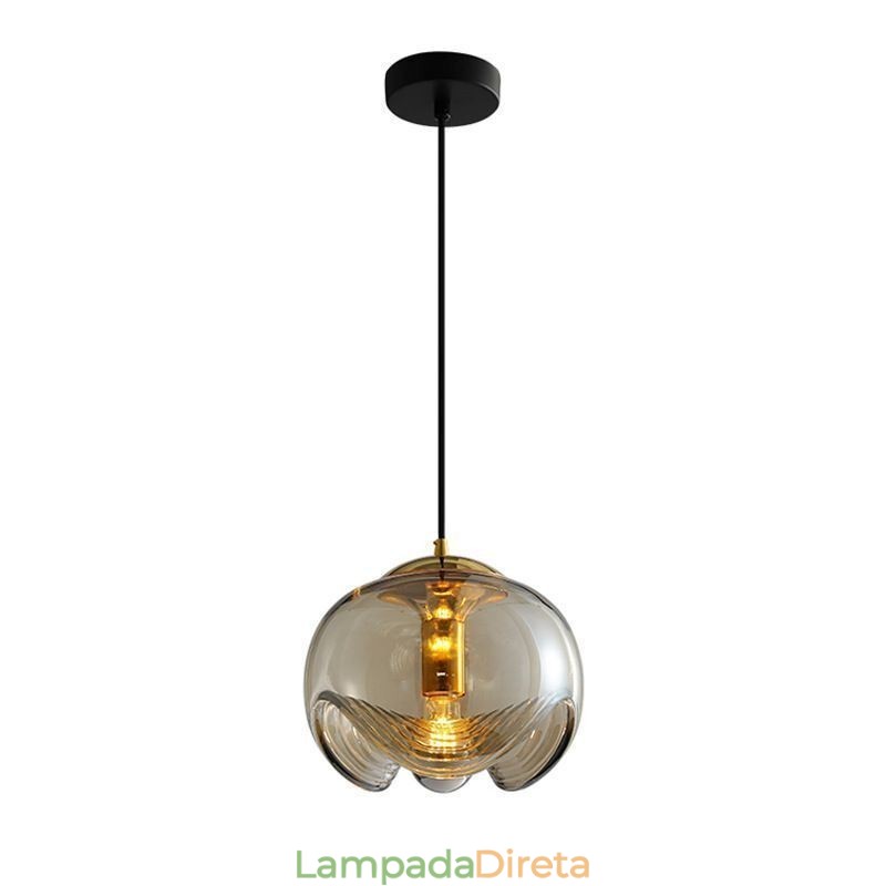 Luminária pendente de vidro Stamen Luminária de teto de ferro forjado minimalista moderna