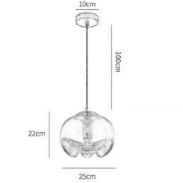 Luminária pendente de vidro Stamen Luminária de teto de ferro forjado minimalista moderna