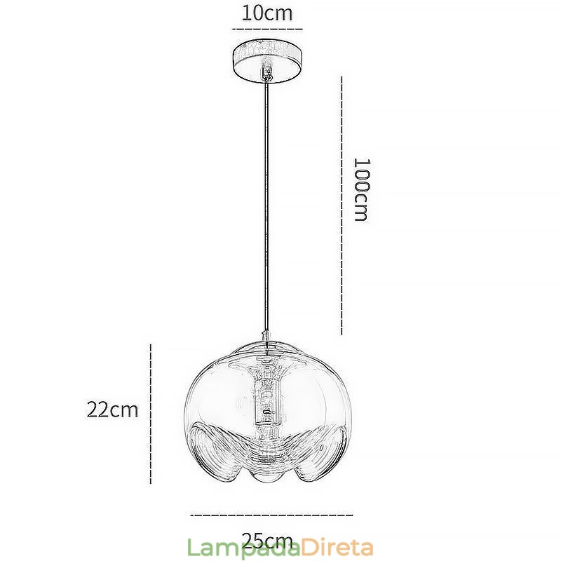 Luminária pendente de vidro Stamen Luminária de teto de ferro forjado minimalista moderna