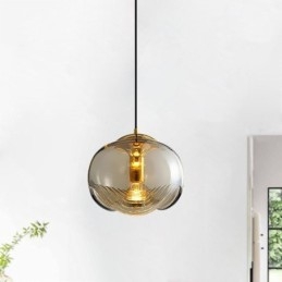 Luminária pendente de vidro Stamen Luminária de teto de ferro forjado minimalista moderna