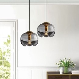 Luminária pendente de vidro Stamen Luminária de teto de ferro forjado minimalista moderna