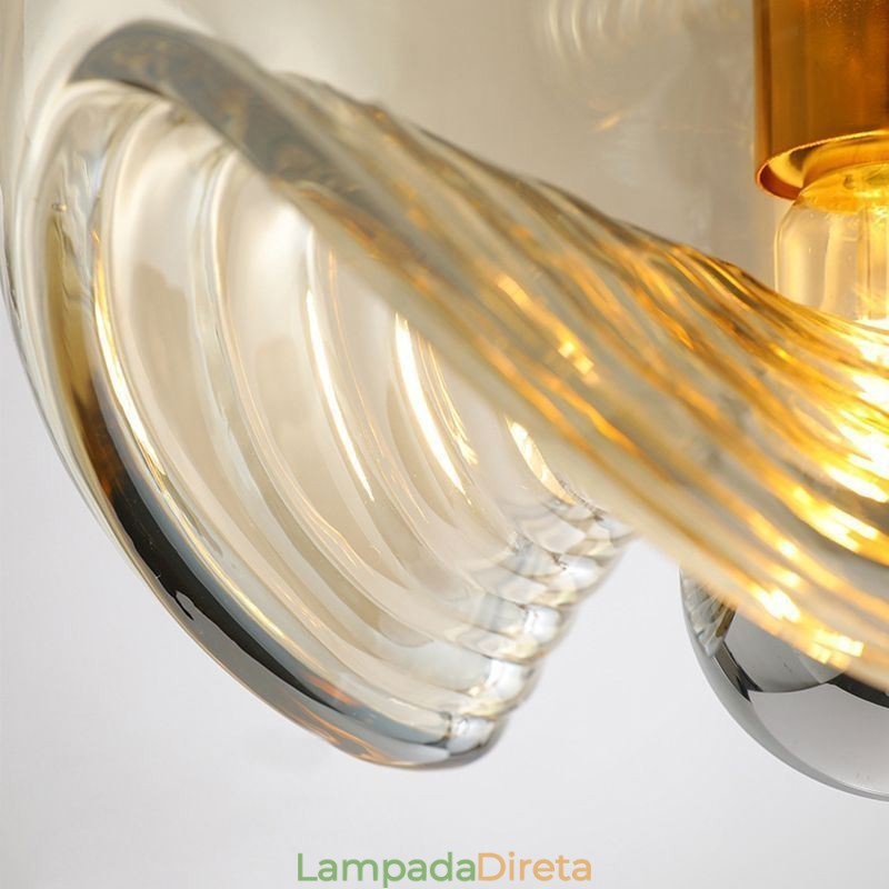 Luminária pendente de vidro Stamen Luminária de teto de ferro forjado minimalista moderna
