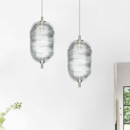 Luz pendente de ondulação de água moderna e minimalista luz de teto de ferro forjado