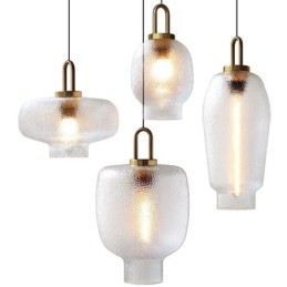 Luminária pendente de vidro fosco, moderna, minimalista, de ferro forjado, para teto