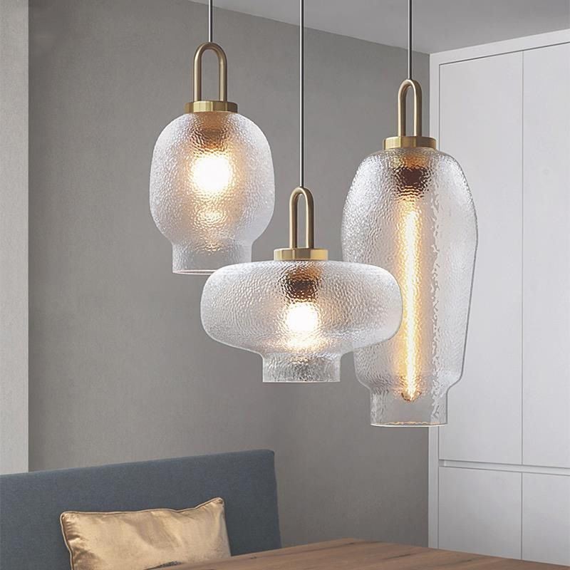 Luminária pendente de vidro fosco, moderna, minimalista, de ferro forjado, para teto