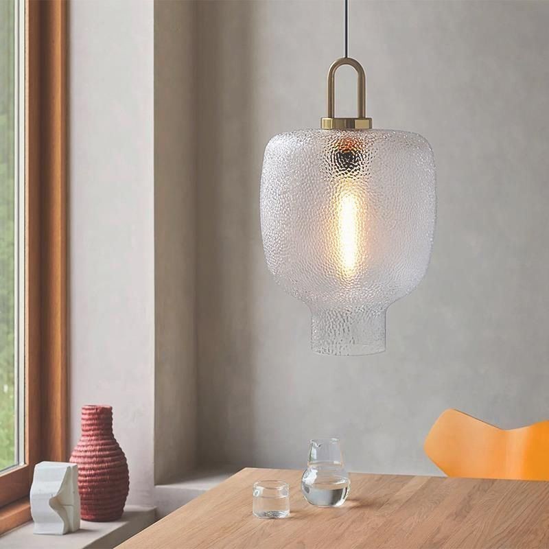 Luminária pendente de vidro fosco, moderna, minimalista, de ferro forjado, para teto