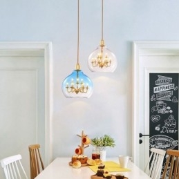 Luminária pendente de vidro moderna minimalista em ferro forjado, 9 luzes