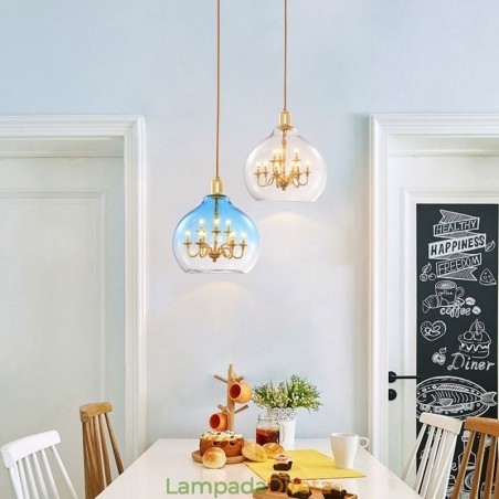 Luminária pendente de vidro moderna minimalista em ferro forjado, 9 luzes Luminária pendente de vidro moderna minimalista em ferro forjado, 9 luzes