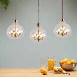 Luminária pendente de vidro moderna minimalista em ferro forjado, 9 luzes